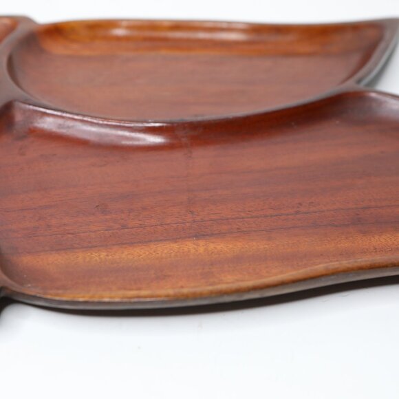 Vintage Mid Century Leaf Shaped Wooden Charcuterie Board Decorative Serving Tray - Picture 12 of 13